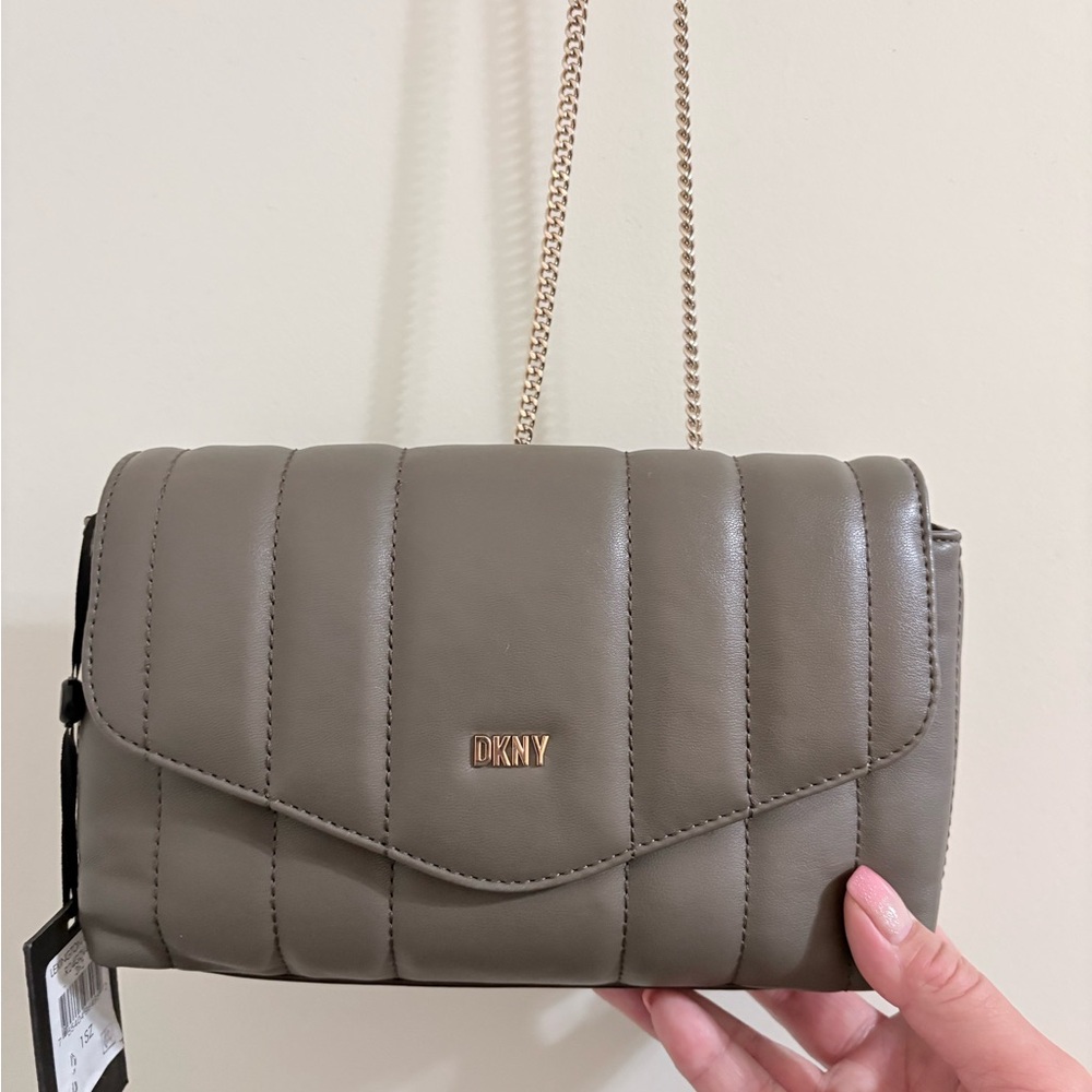 DKNY Gray Quilted Crossbody Bag